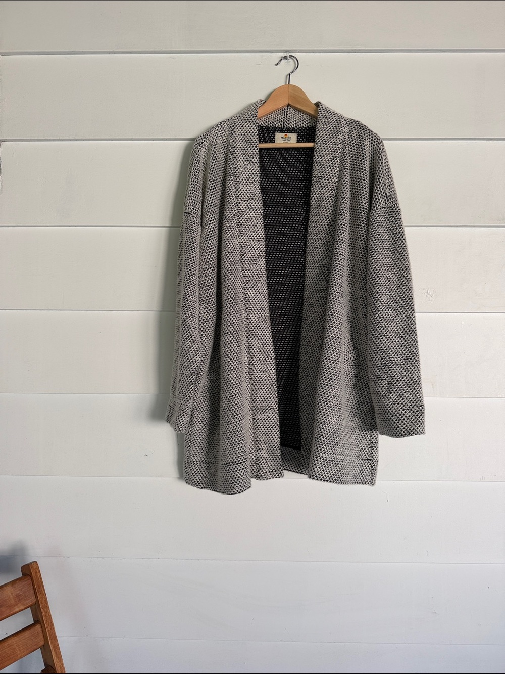 Marine Layer Black & White Open-Front Knit Cardigan